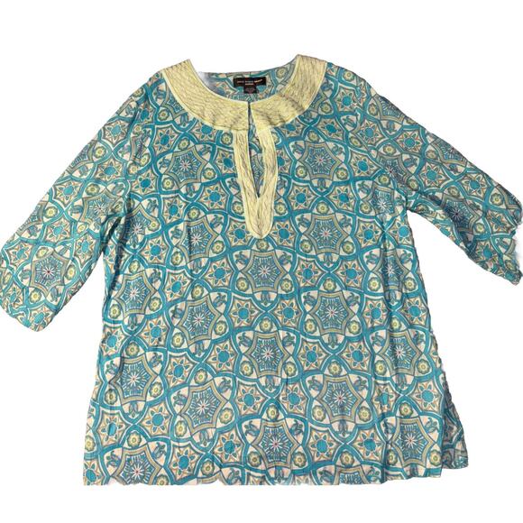 Saint Tropez West Top Women Plus Size 2X Linen Blend Embroidered Tunic Resort - Picture 5 of 9